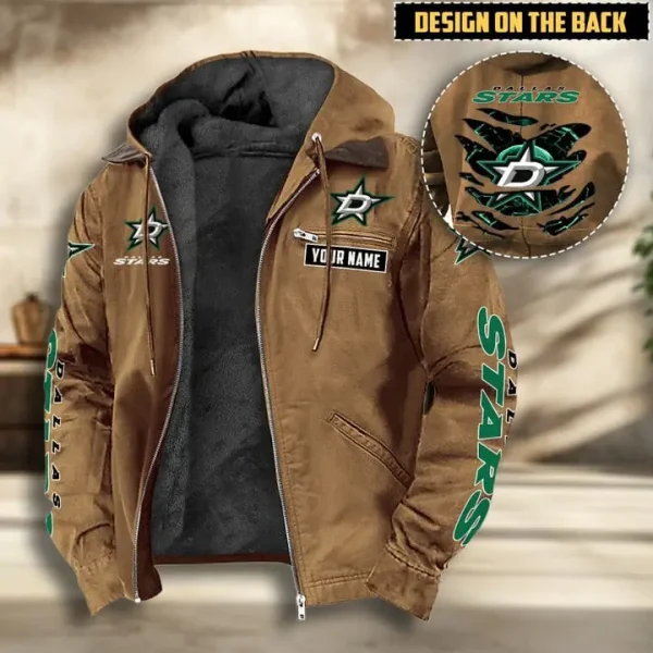 NHL Dallas Stars Men's Casual Padded Jacket Hooded VITHCJ189 - Image 3