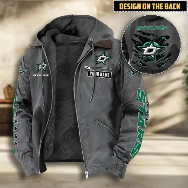 NHL Dallas Stars Men's Casual Padded Jacket Hooded VITHCJ189 - Image 4