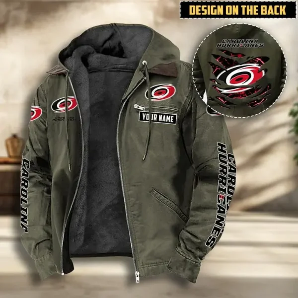 NHL Carolina Hurricanes Men's Casual Padded Jacket Hooded VITHCJ185 - Image 2