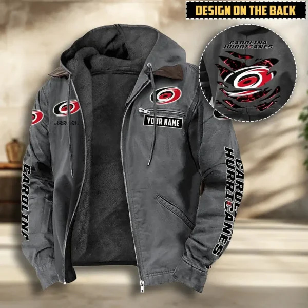 NHL Carolina Hurricanes Men's Casual Padded Jacket Hooded VITHCJ185 - Image 4