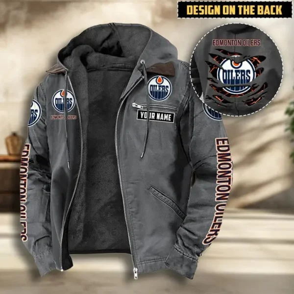 NHL Edmonton Oilers Men's Casual Padded Jacket Hooded VITHCJ191 - Image 4