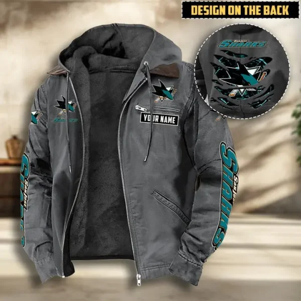 NHL San Jose Sharks Men's Casual Padded Jacket Hooded VITHCJ203