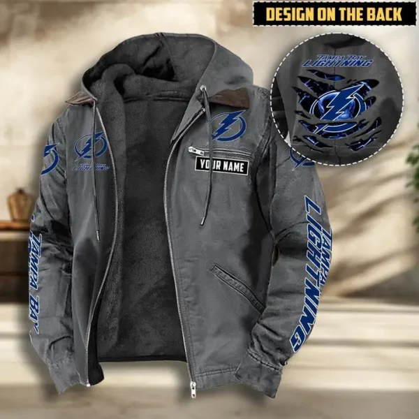 NHL Tampa Bay Lightning Men's Casual Padded Jacket Hooded VITHCJ206 - Image 4