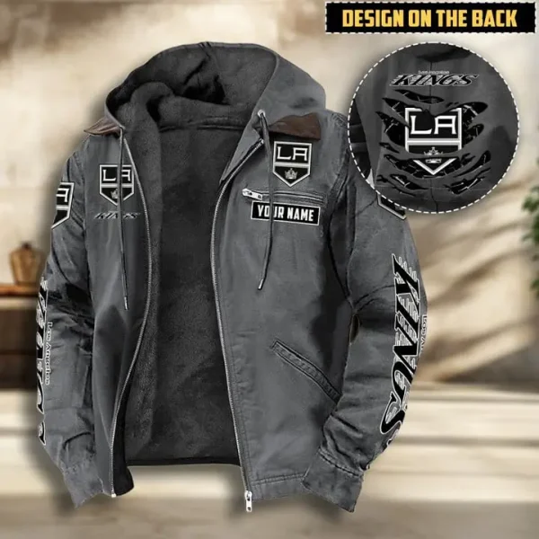 NHL Los Angeles Kings Men's Casual Padded Jacket Hooded VITHCJ193 - Image 4