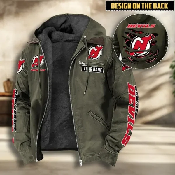 NHL New Jersey Devils  Men's Casual Padded Jacket Hooded VITHCJ197 - Image 2