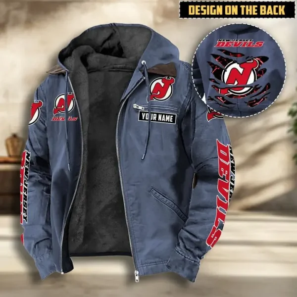 NHL New Jersey Devils  Men's Casual Padded Jacket Hooded VITHCJ197 - Image 3