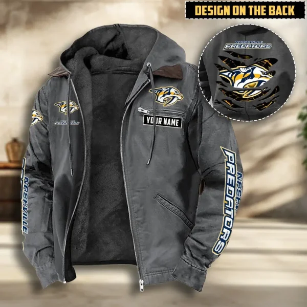 NHL Nashville Predators Men's Casual Padded Jacket Hooded VITHCJ196 - Image 4