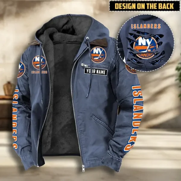 NHL New York Islanders Men's Casual Padded Jacket Hooded VITHCJ198