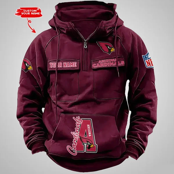 Arizona Cardinals Half Zipper Men's Tactical Hoodies AZVMHD639 - Image 3