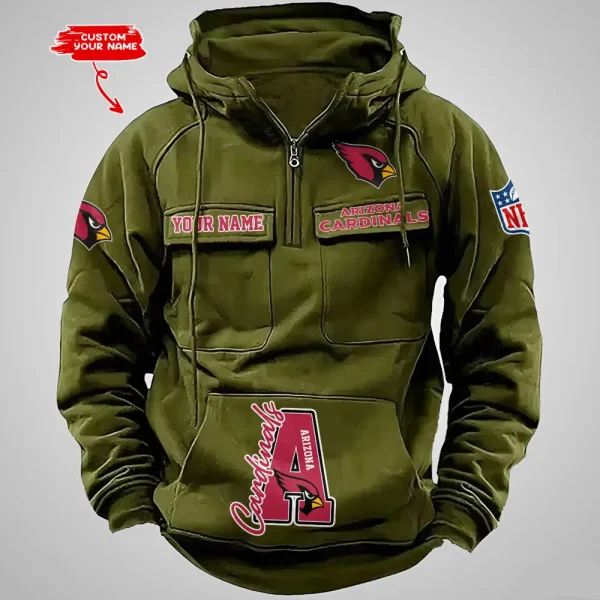 Arizona Cardinals Half Zipper Men's Tactical Hoodies AZVMHD639 - Image 4