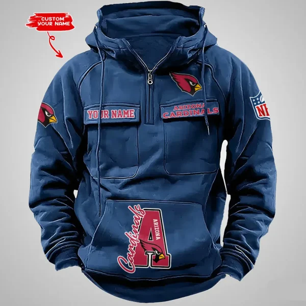 Arizona Cardinals Half Zipper Men's Tactical Hoodies AZVMHD639 - Image 5