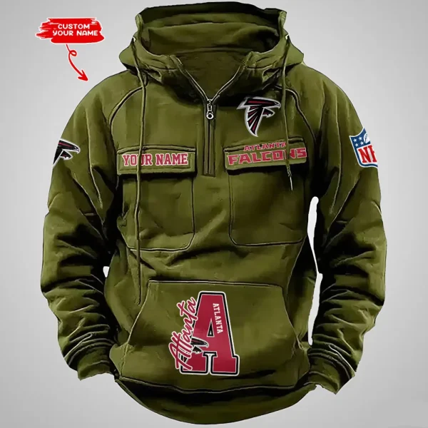 Atlanta Falcons Half Zipper Men's Tactical Hoodies AZVMHD640 - Image 3