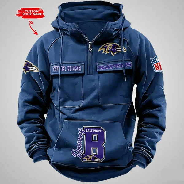 Baltimore Ravens Half Zipper Men's Tactical Hoodies AZVMHD641