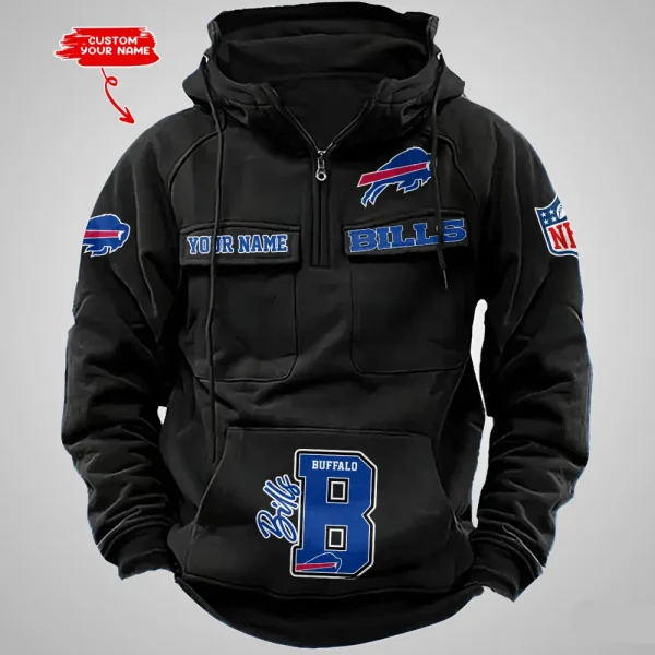 Buffalo Bills Half Zipper Men's Tactical Hoodies AZVMHD642 - Image 3