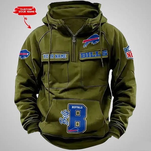 Buffalo Bills Half Zipper Men's Tactical Hoodies AZVMHD642 - Image 2