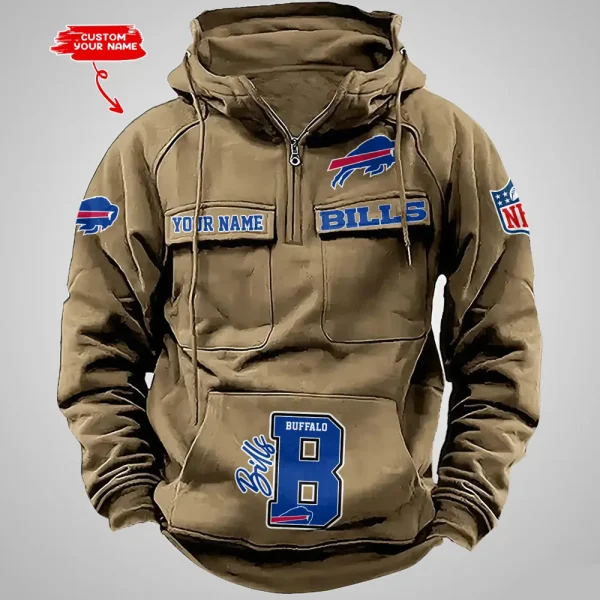 Buffalo Bills Half Zipper Men's Tactical Hoodies AZVMHD642 - Image 4