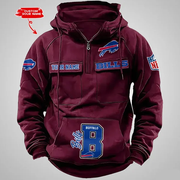 Buffalo Bills Half Zipper Men's Tactical Hoodies AZVMHD642 - Image 5