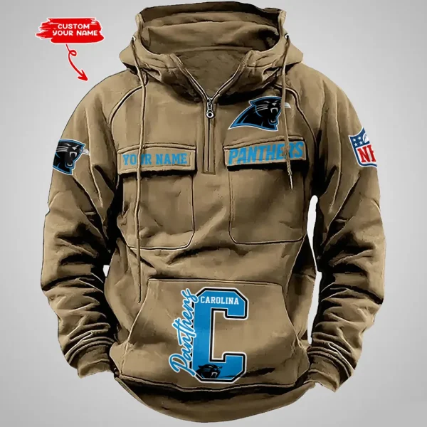 Carolina Panthers Half Zipper Men's Tactical Hoodies AZVMHD643 - Image 3