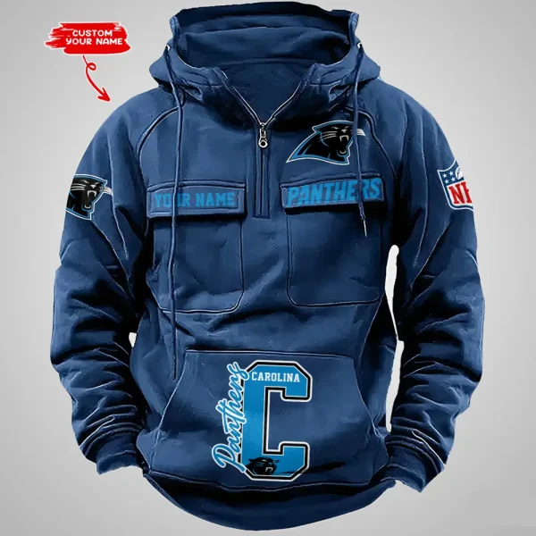 Carolina Panthers Half Zipper Men's Tactical Hoodies AZVMHD643 - Image 4