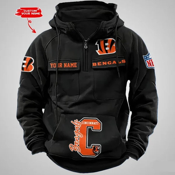 Cincinnati Bengals Half Zipper Men's Tactical Hoodies AZVMHD645 - Image 2