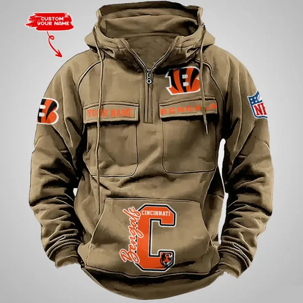 Cincinnati Bengals Half Zipper Men's Tactical Hoodies AZVMHD645