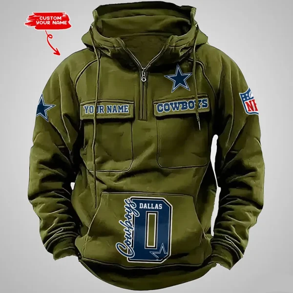 Dallas Cowboys Half Zipper Men's Tactical Hoodies AZVMHD647 - Image 2