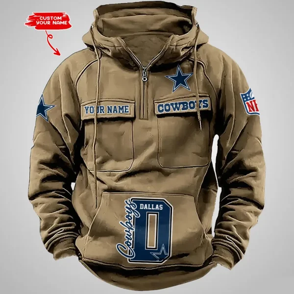 Dallas Cowboys Half Zipper Men's Tactical Hoodies AZVMHD647 - Image 3