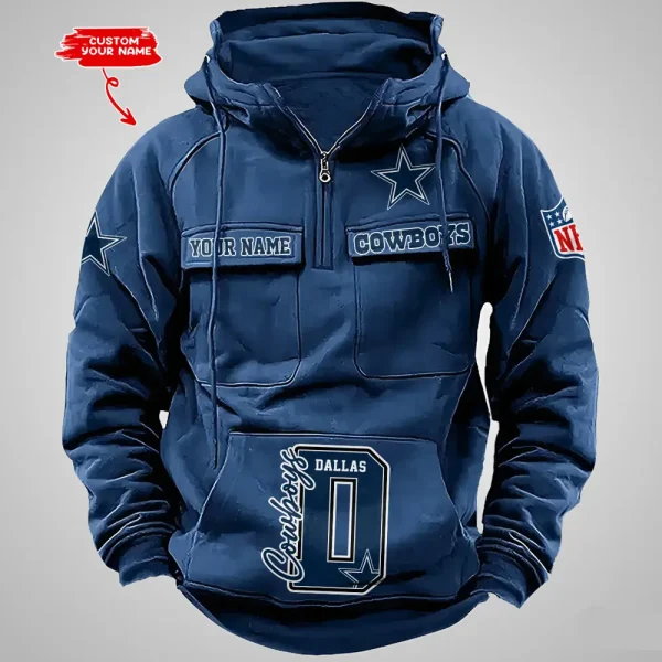 Dallas Cowboys Half Zipper Men's Tactical Hoodies AZVMHD647 - Image 4