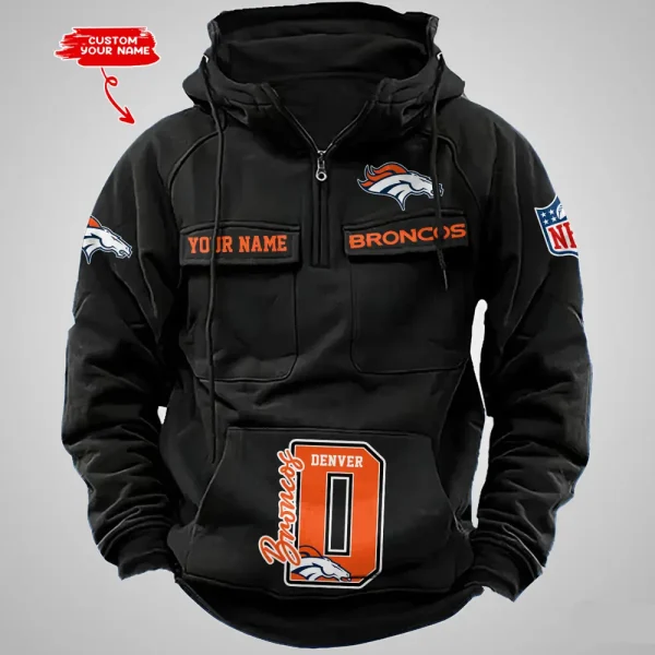 Denver Broncos Half Zipper Men's Tactical Hoodies AZVMHD648 - Image 2