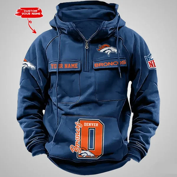 Denver Broncos Half Zipper Men's Tactical Hoodies AZVMHD648 - Image 4