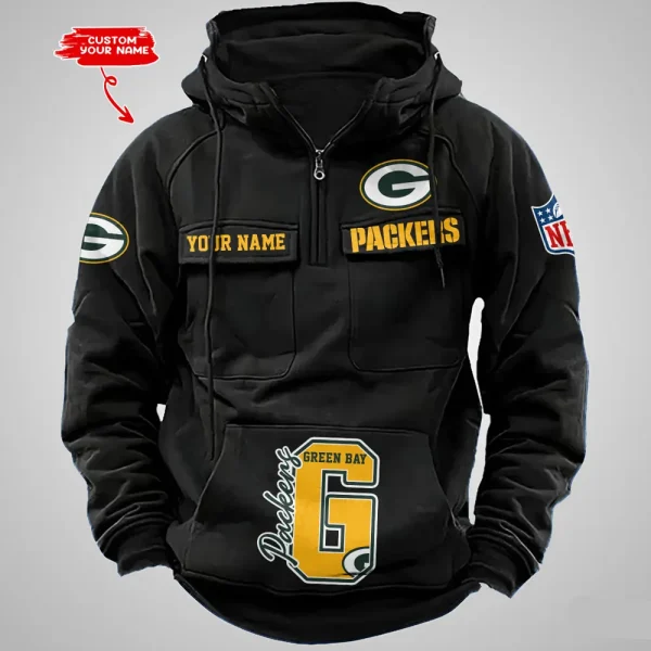 Green Bay Packers Half Zipper Men's Tactical Hoodies AZVMHD650 - Image 2