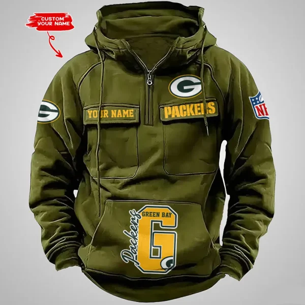 Green Bay Packers Half Zipper Men's Tactical Hoodies AZVMHD650