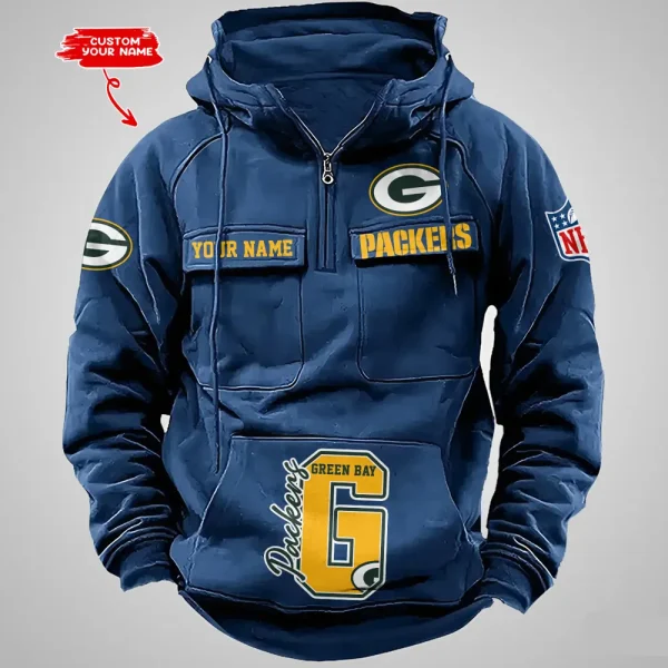 Green Bay Packers Half Zipper Men's Tactical Hoodies AZVMHD650 - Image 4