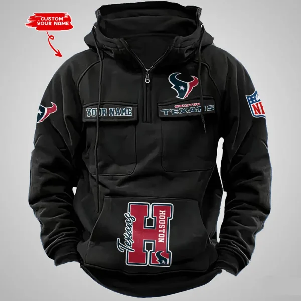 Houston Texans Half Zipper Men's Tactical Hoodies AZVMHD651 - Image 2