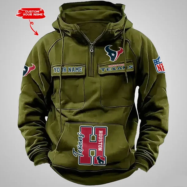 Houston Texans Half Zipper Men's Tactical Hoodies AZVMHD651 - Image 3