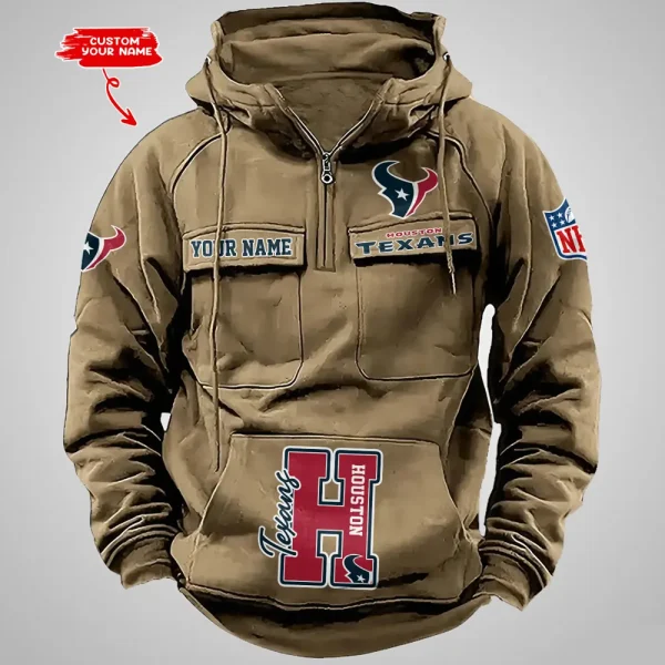 Houston Texans Half Zipper Men's Tactical Hoodies AZVMHD651 - Image 4