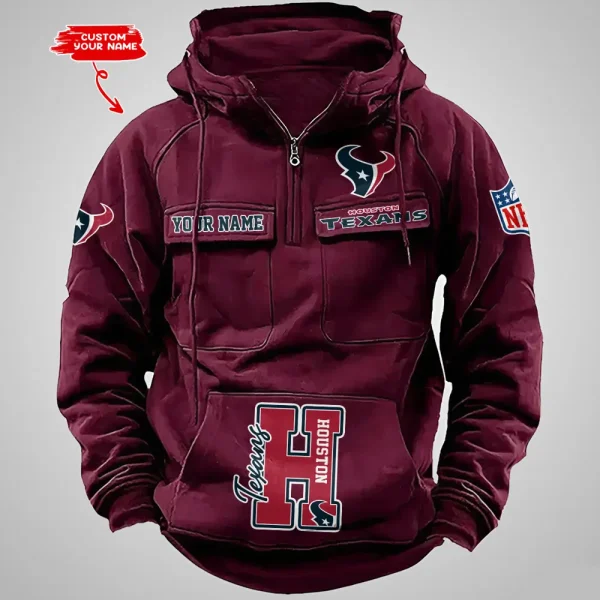 Houston Texans Half Zipper Men's Tactical Hoodies AZVMHD651