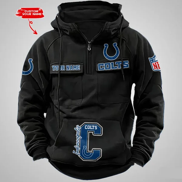 Indianapolis Colts Half Zipper Men's Tactical Hoodies AZVMHD652 - Image 2