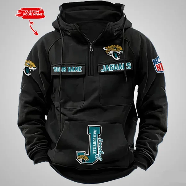 Jacksonville Jaguars Half Zipper Men's Tactical Hoodies AZVMHD653 - Image 2