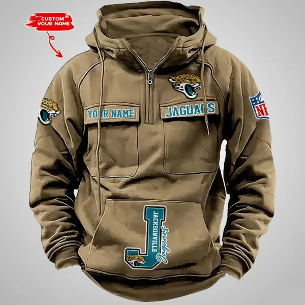 Jacksonville Jaguars Half Zipper Men's Tactical Hoodies AZVMHD653 - Image 3