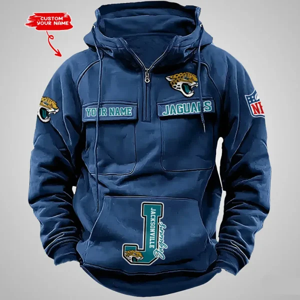 Jacksonville Jaguars Half Zipper Men's Tactical Hoodies AZVMHD653 - Image 4