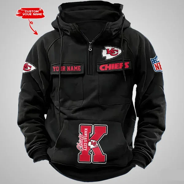 Kansas City Chiefs Half Zipper Men's Tactical Hoodies AZVMHD654 - Image 2