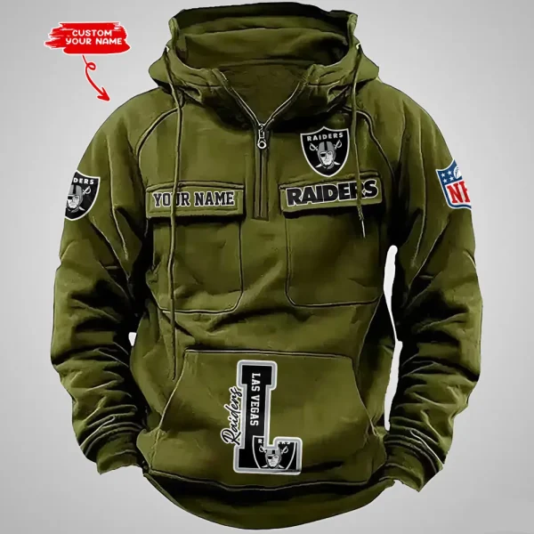 Las Vegas Raiders Half Zipper Men's Tactical Hoodies AZVMHD655 - Image 2