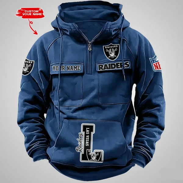 Las Vegas Raiders Half Zipper Men's Tactical Hoodies AZVMHD655 - Image 4