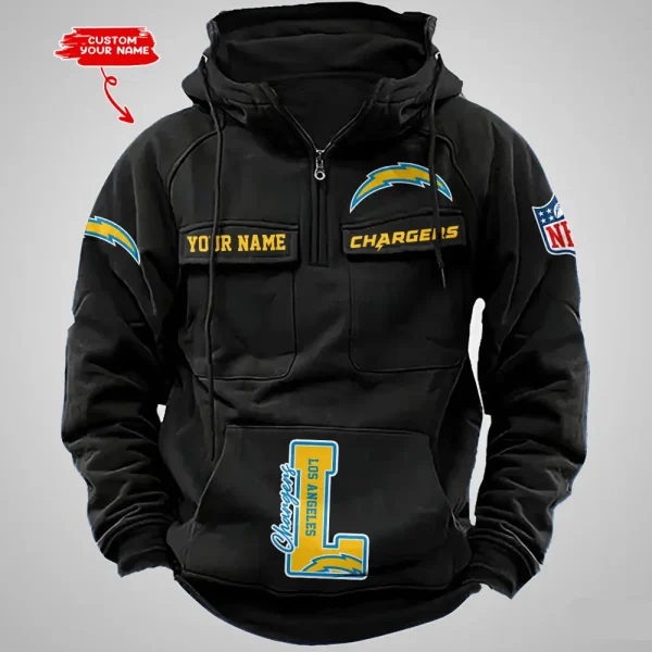 Los Angeles Chargers Half Zipper Men's Tactical Hoodies AZVMHD656 - Image 2