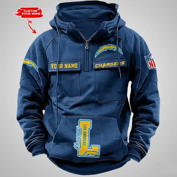 Los Angeles Chargers Half Zipper Men's Tactical Hoodies AZVMHD656 - Image 4