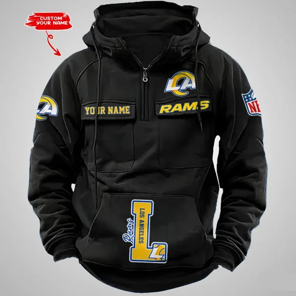 Los Angeles Rams Half Zipper Men's Tactical Hoodies AZVMHD657 - Image 2