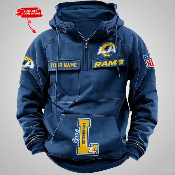 Los Angeles Rams Half Zipper Men's Tactical Hoodies AZVMHD657 - Image 4