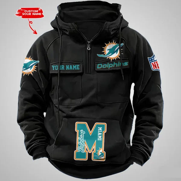 Miami Dolphins Half Zipper Men's Tactical Hoodies AZVMHD658