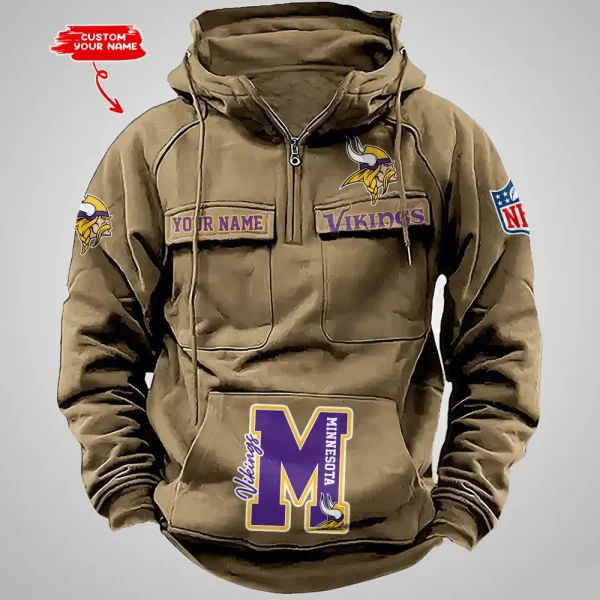 Minnesota Vikings Half Zipper Men's Tactical Hoodies AZVMHD659